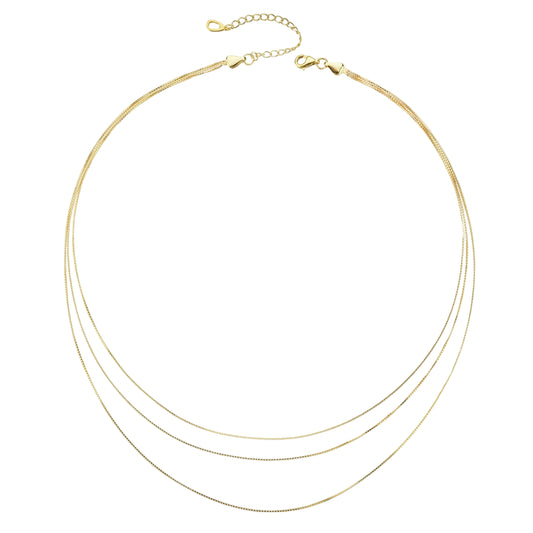 925 Sterling Silver Triple Chain Necklace