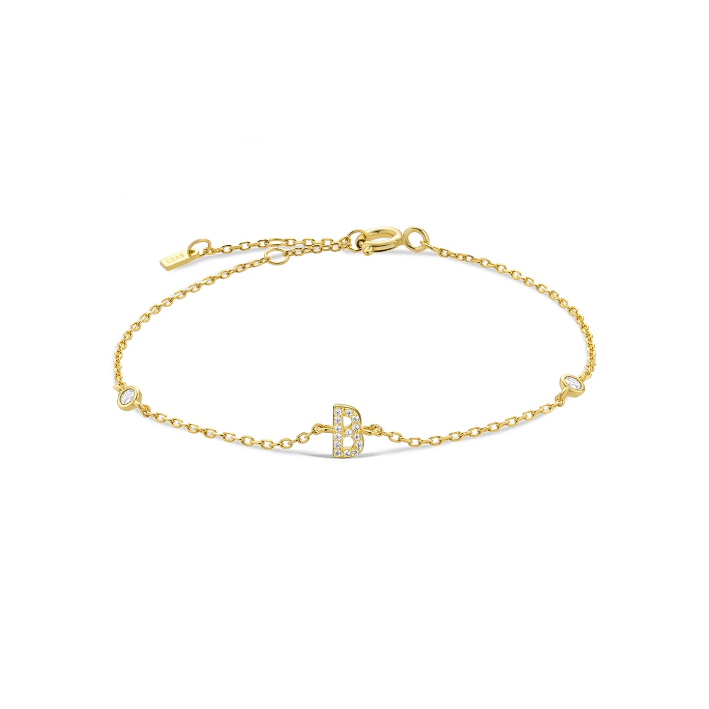 925 Sterling Silver Zircon Letter Bracelet