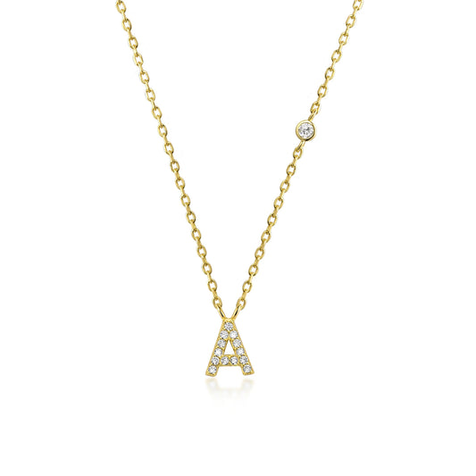 925 Sterling Silver Letters A- Z Zircon Pendant