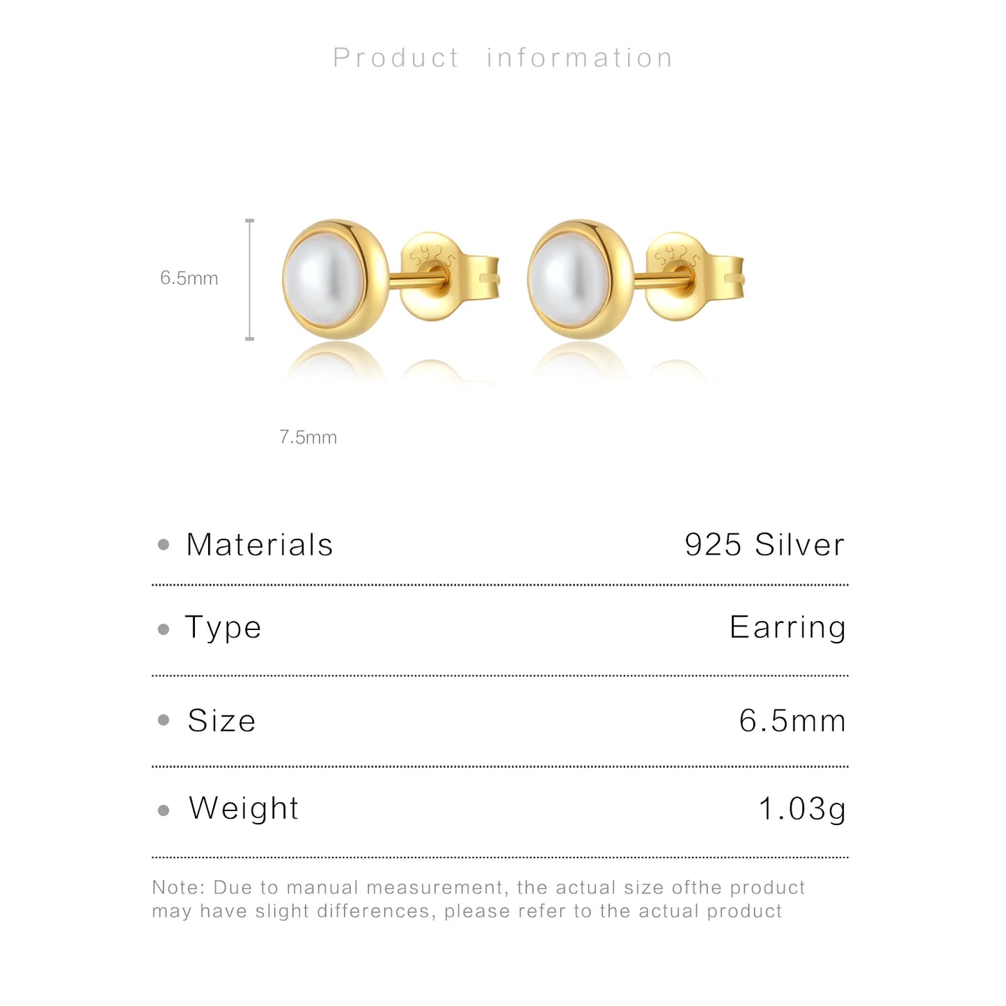 925 Sterling Silver Pearl Earring