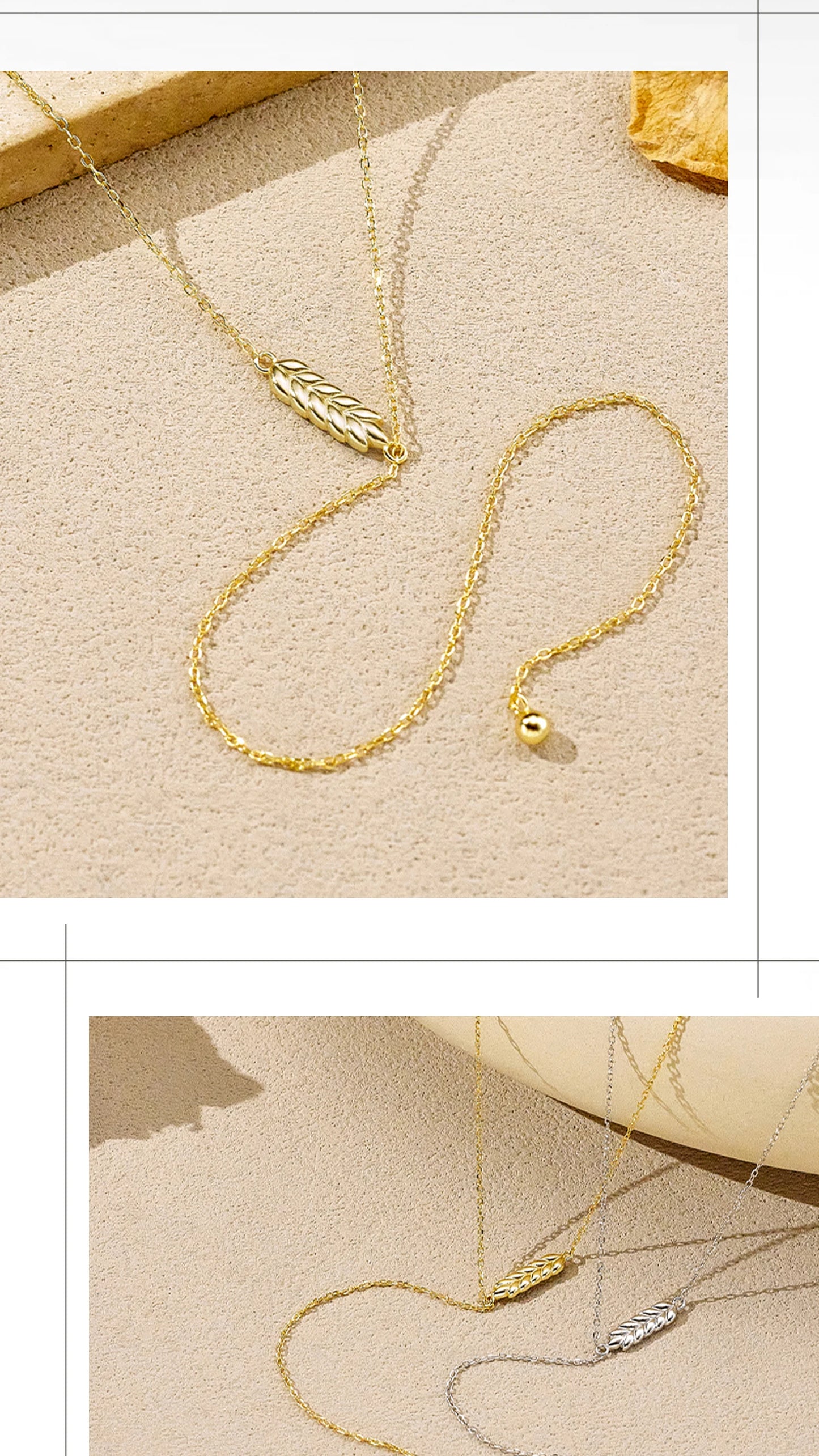 925 Sterling Silver Wheat Leaf Pendant