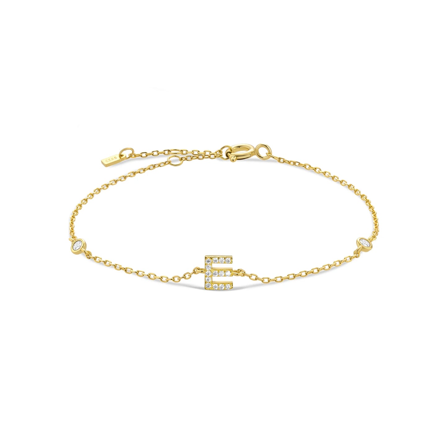 925 Sterling Silver Zircon Letter Bracelet