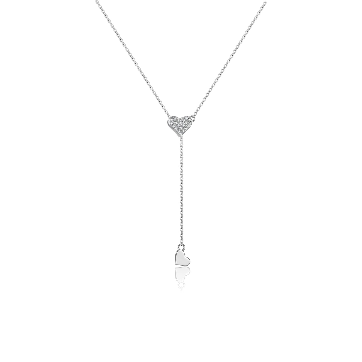 925 Sterling Silver Adjustable Zircon Heart Necklace