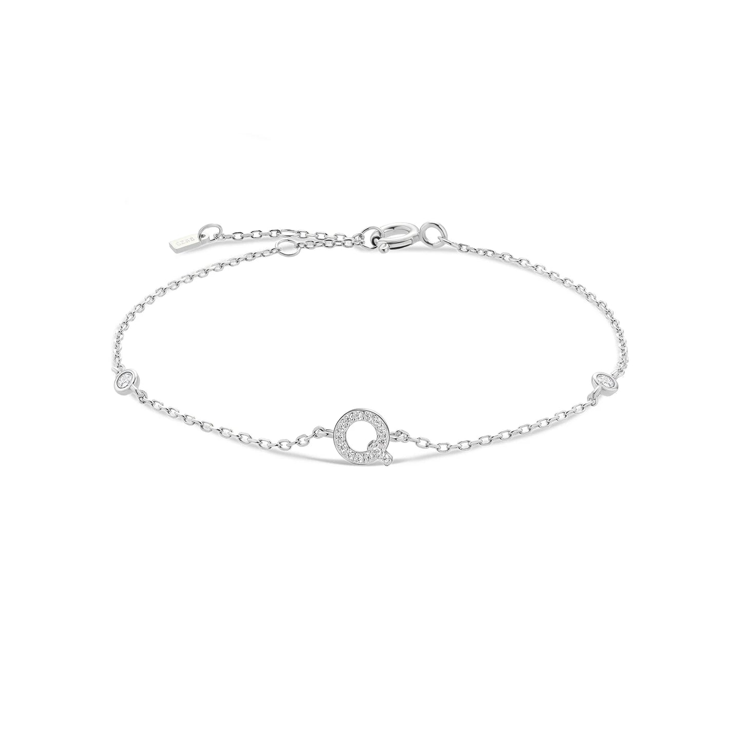 925 Sterling Silver Zircon Letter Bracelet
