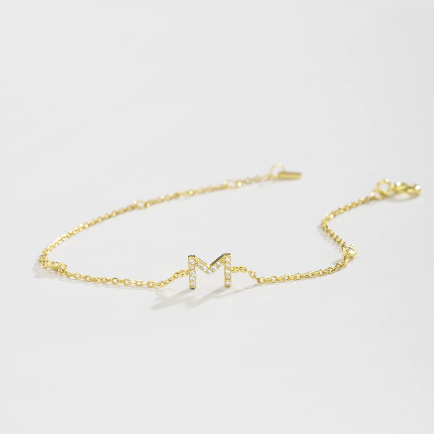 925 Sterling Silver Zircon Letter Bracelet