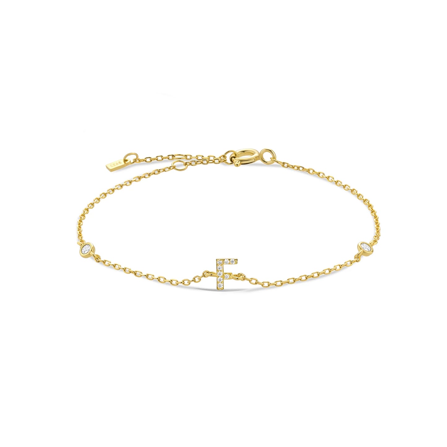 925 Sterling Silver Zircon Letter Bracelet