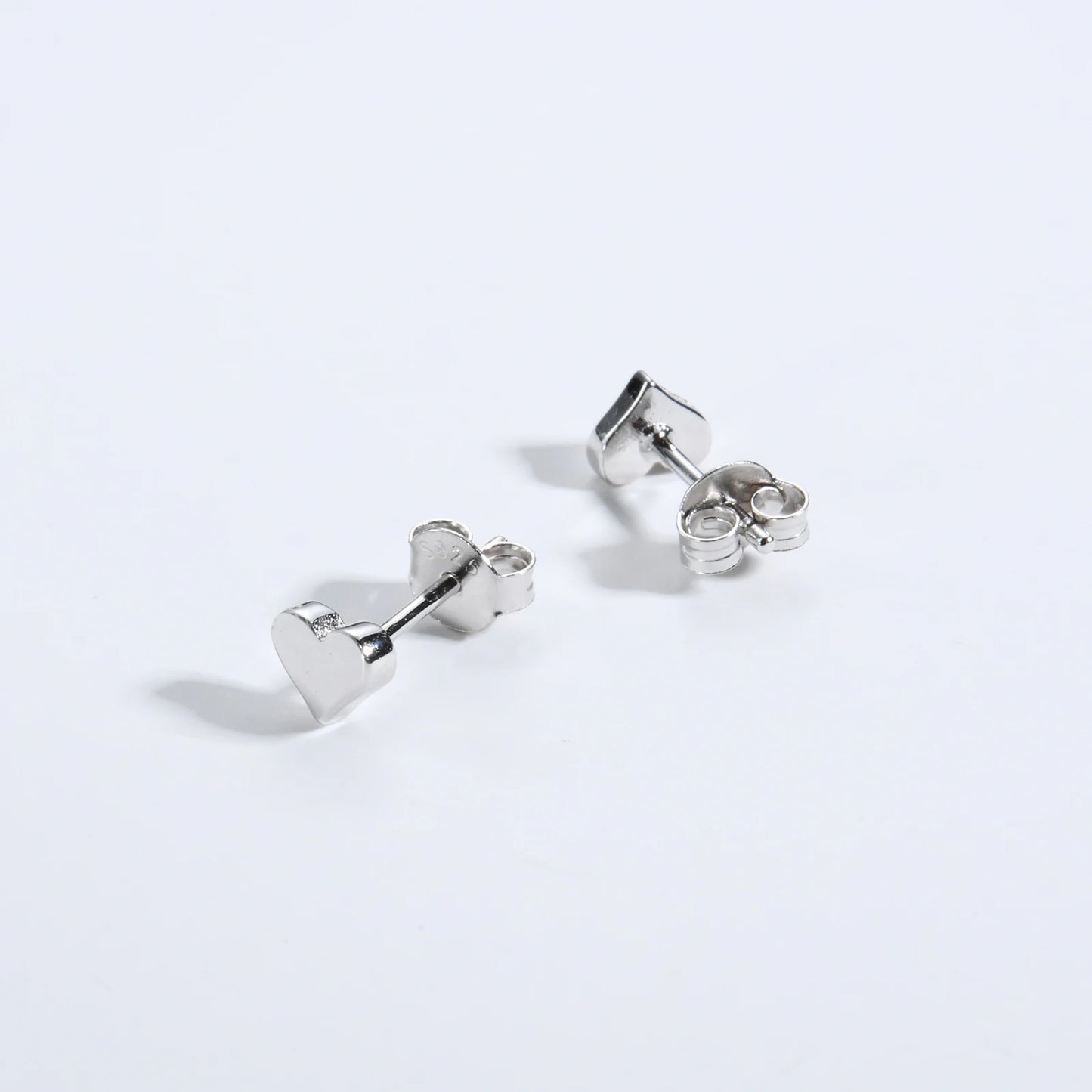 925 Sterling Silver Heart Stud Earrings