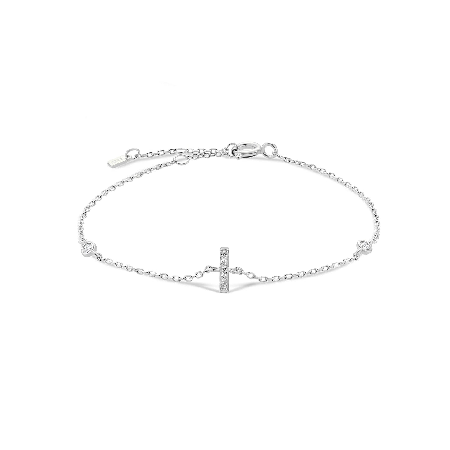 925 Sterling Silver Zircon Letter Bracelet