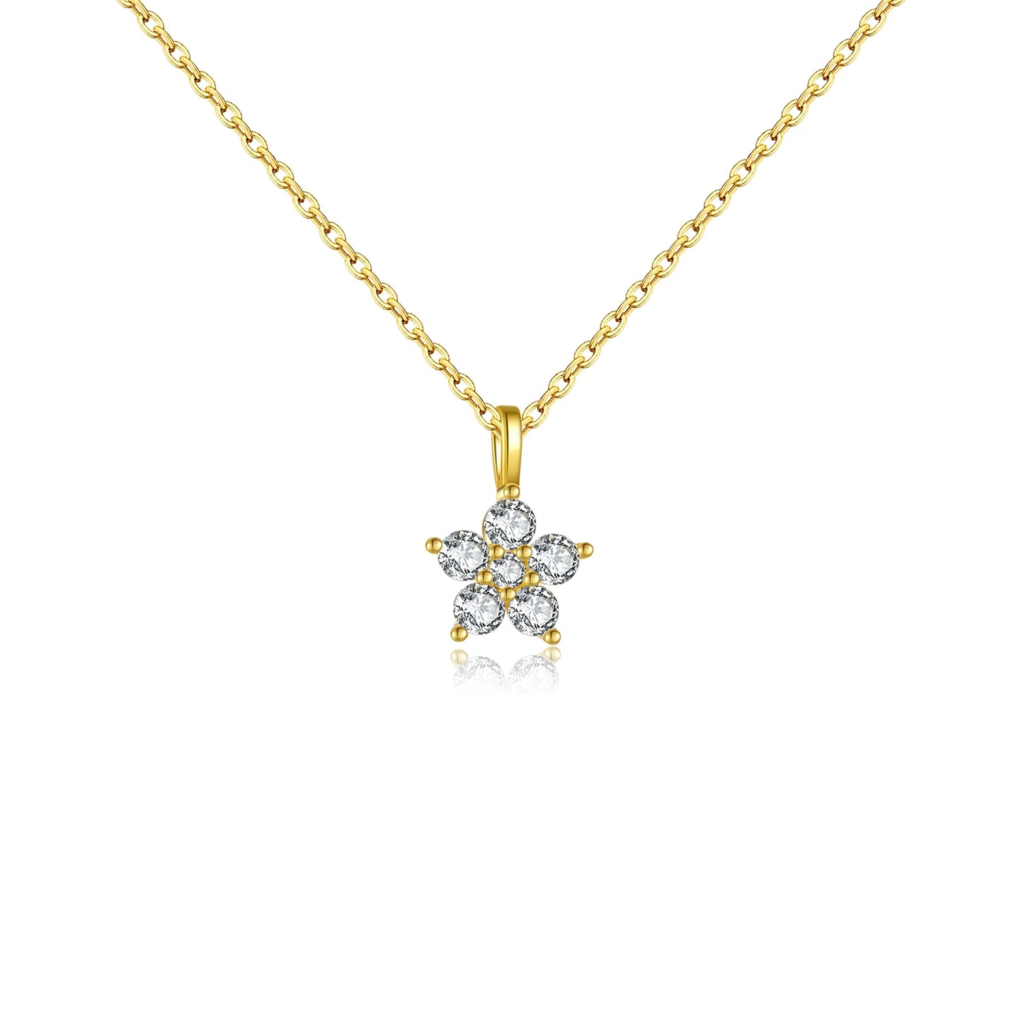 925 Sterling Silver Flower Zircon Pendant