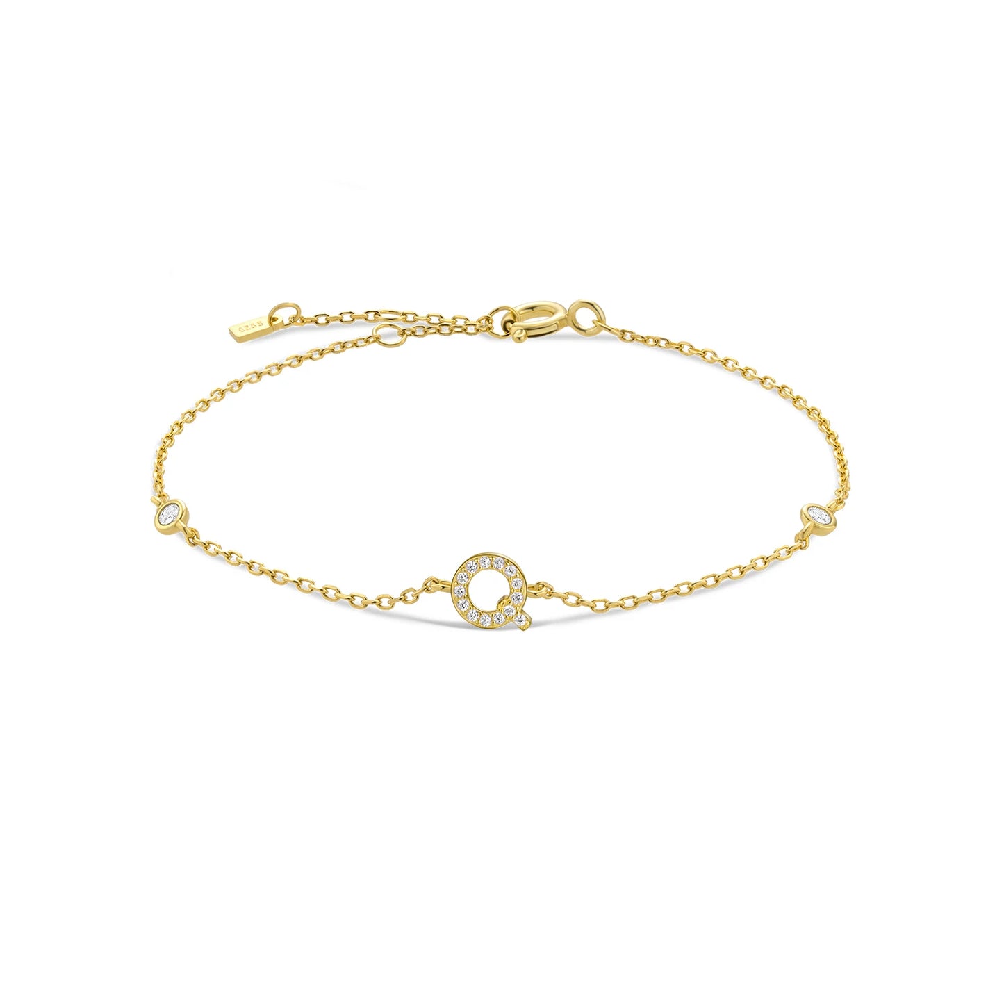 925 Sterling Silver Zircon Letter Bracelet