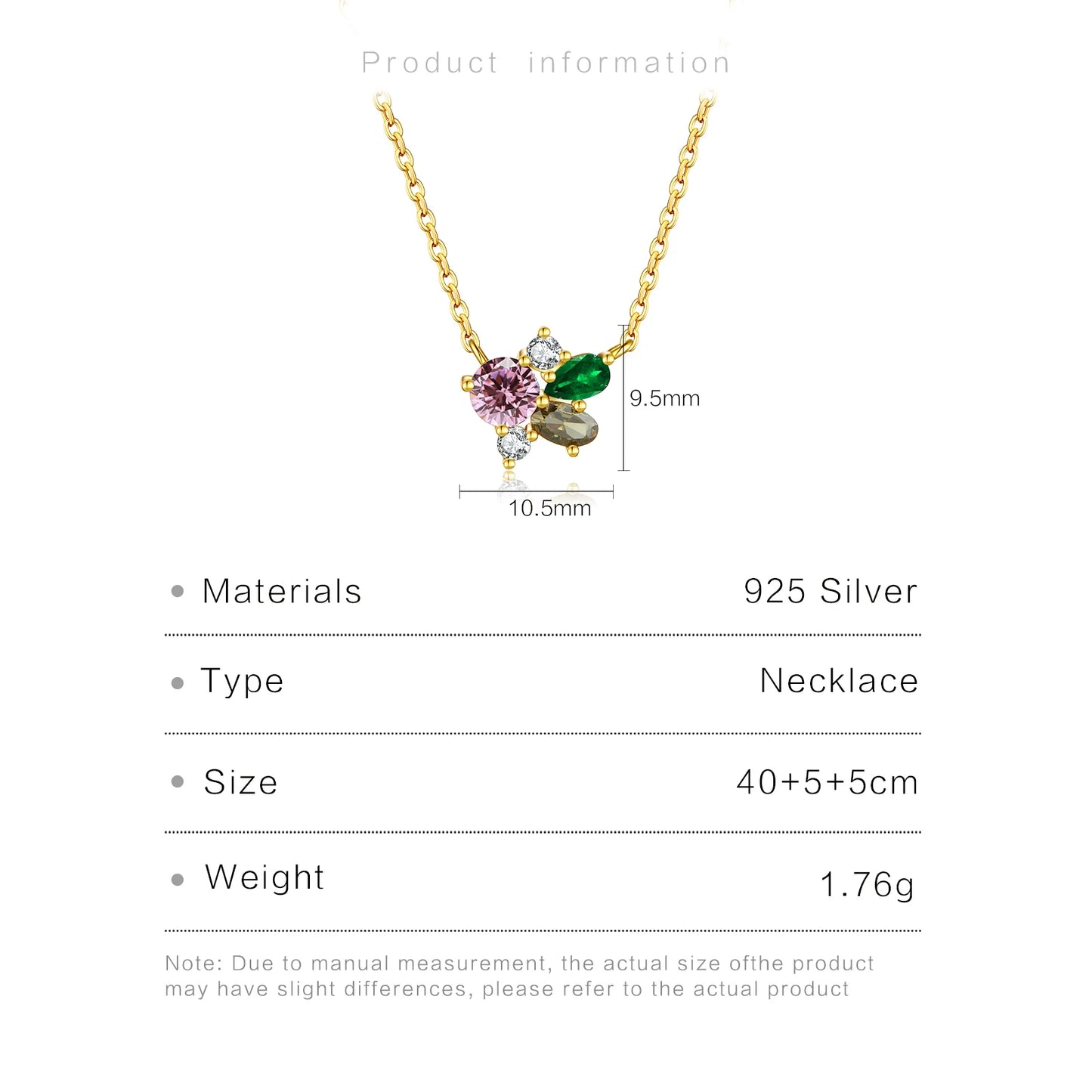 925 Sterling Silver Flower Zircon Necklace