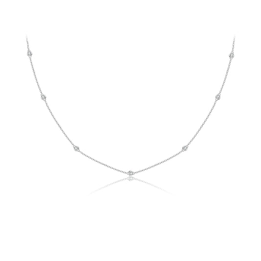 925 Sterling Silver Round Zircon Necklace