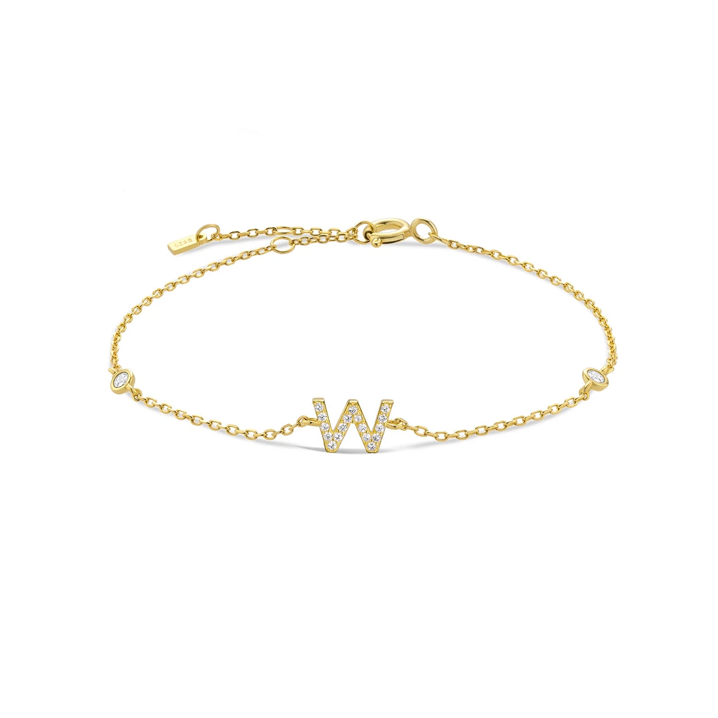 925 Sterling Silver Zircon Letter Bracelet