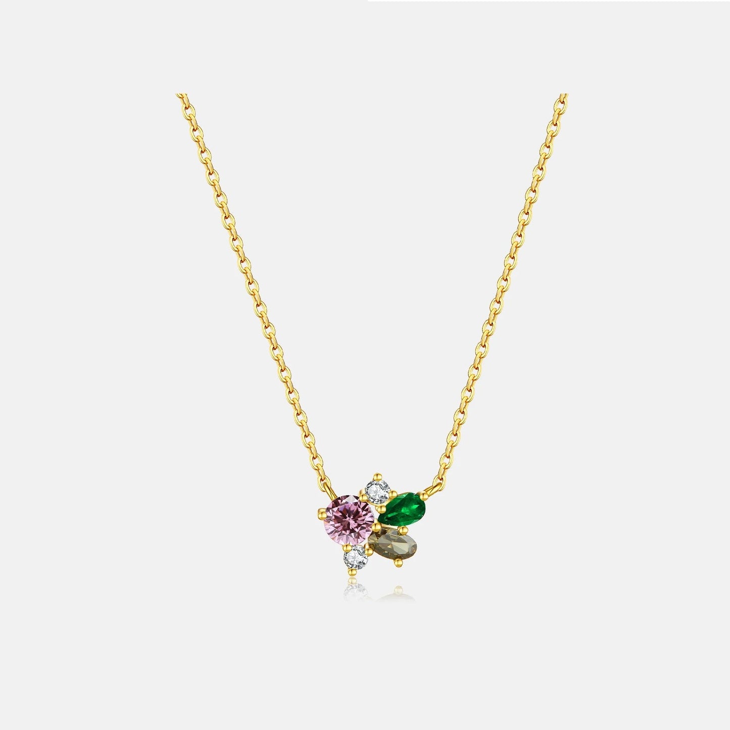 925 Sterling Silver Flower Zircon Necklace