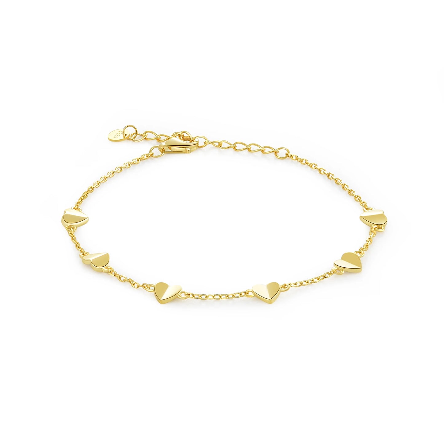 925 Sterling Silver Heart Chain Bracelet