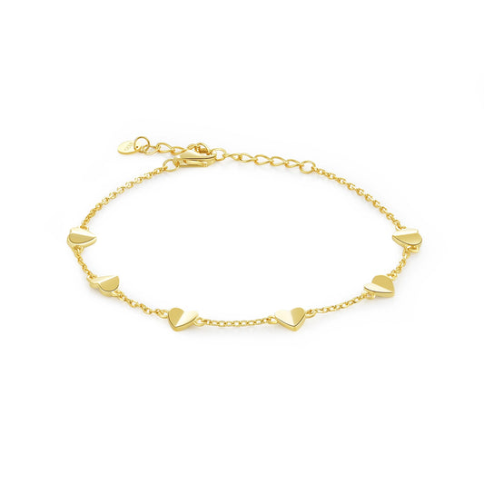 925 Sterling Silver Heart Chain Bracelet