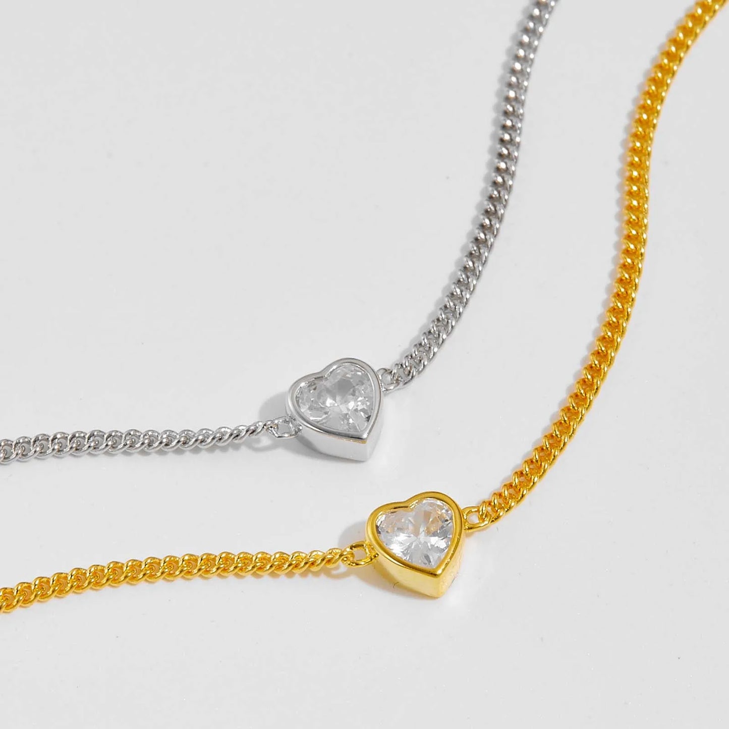 925 Sterling Silver Zircon Heart Bracelet