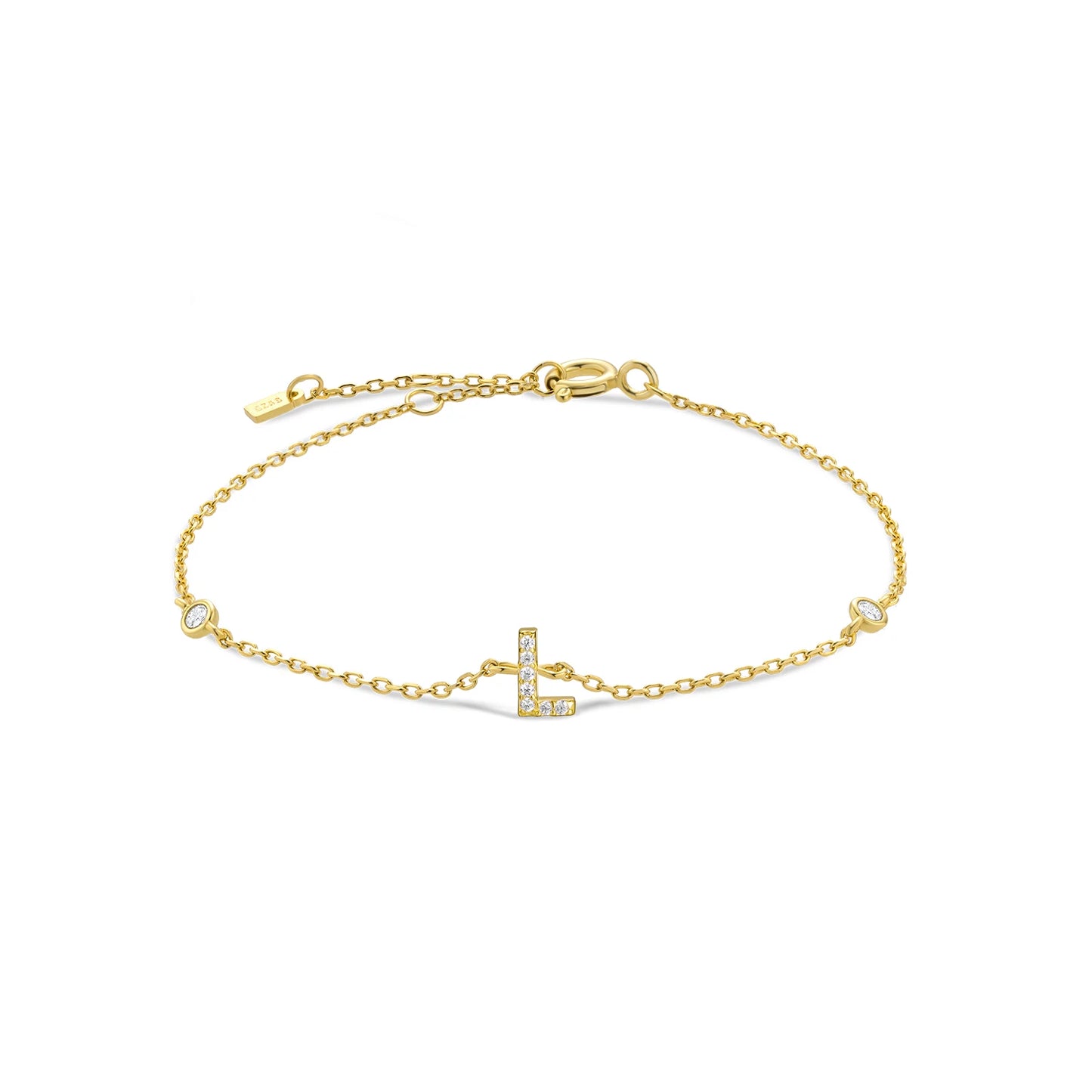 925 Sterling Silver Zircon Letter Bracelet