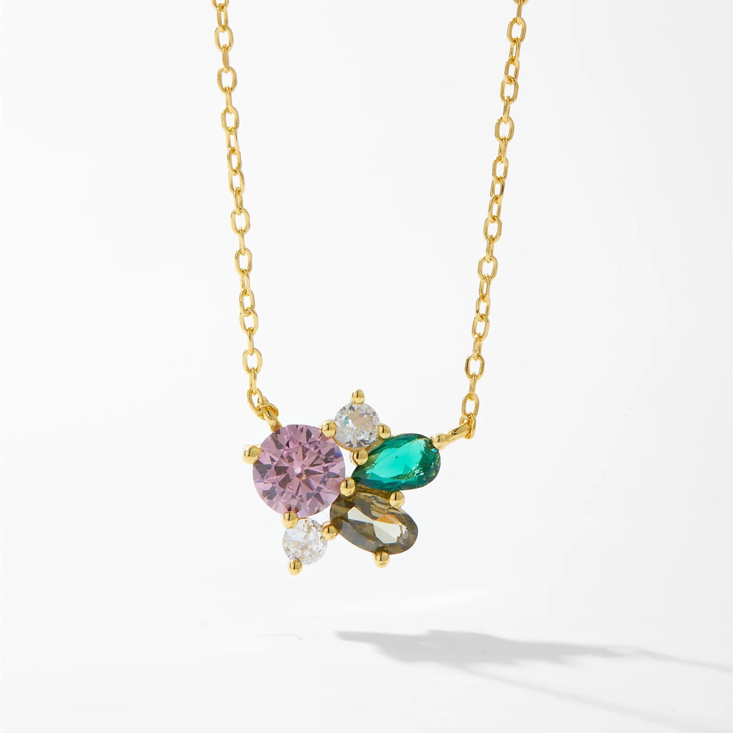 925 Sterling Silver Flower Zircon Necklace