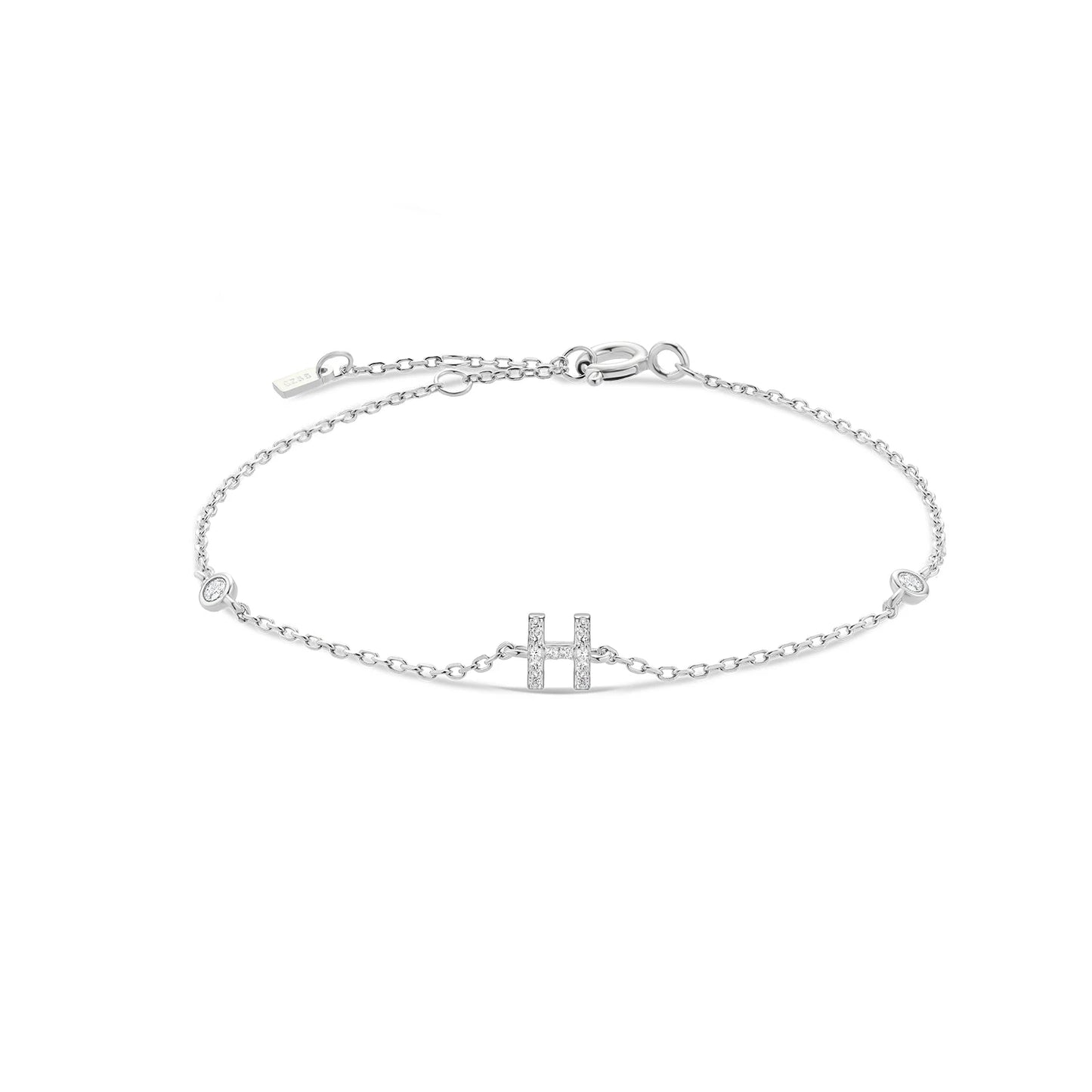 925 Sterling Silver Zircon Letter Bracelet