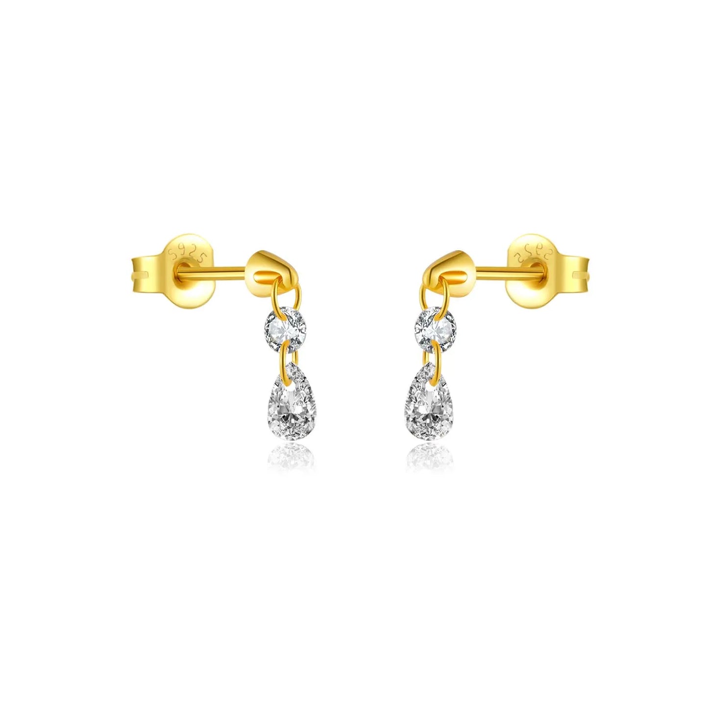 925 Sterling Silver Clear Zircon Stud Earrings