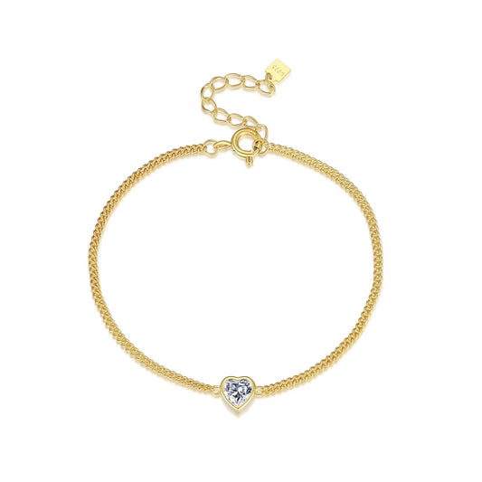 925 Sterling Silver Zircon Heart Bracelet