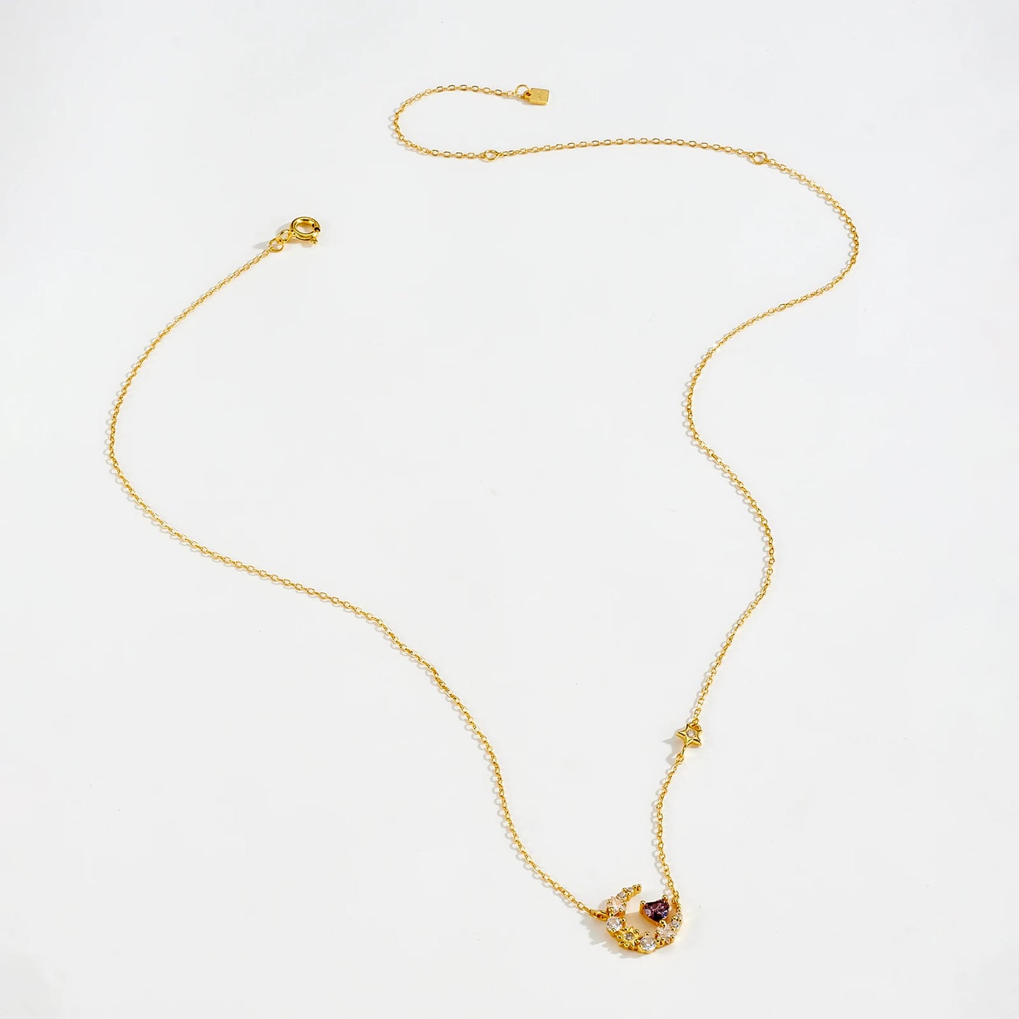 925 Sterling Silver Star Moon Heart Zircon Necklace