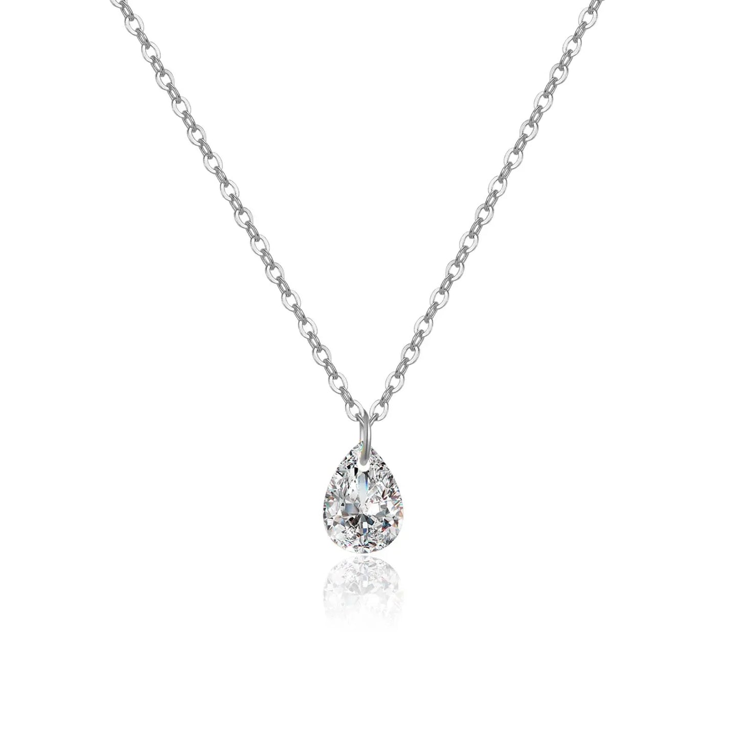 925 Sterling Silver Zircon Waterdrop Pendant