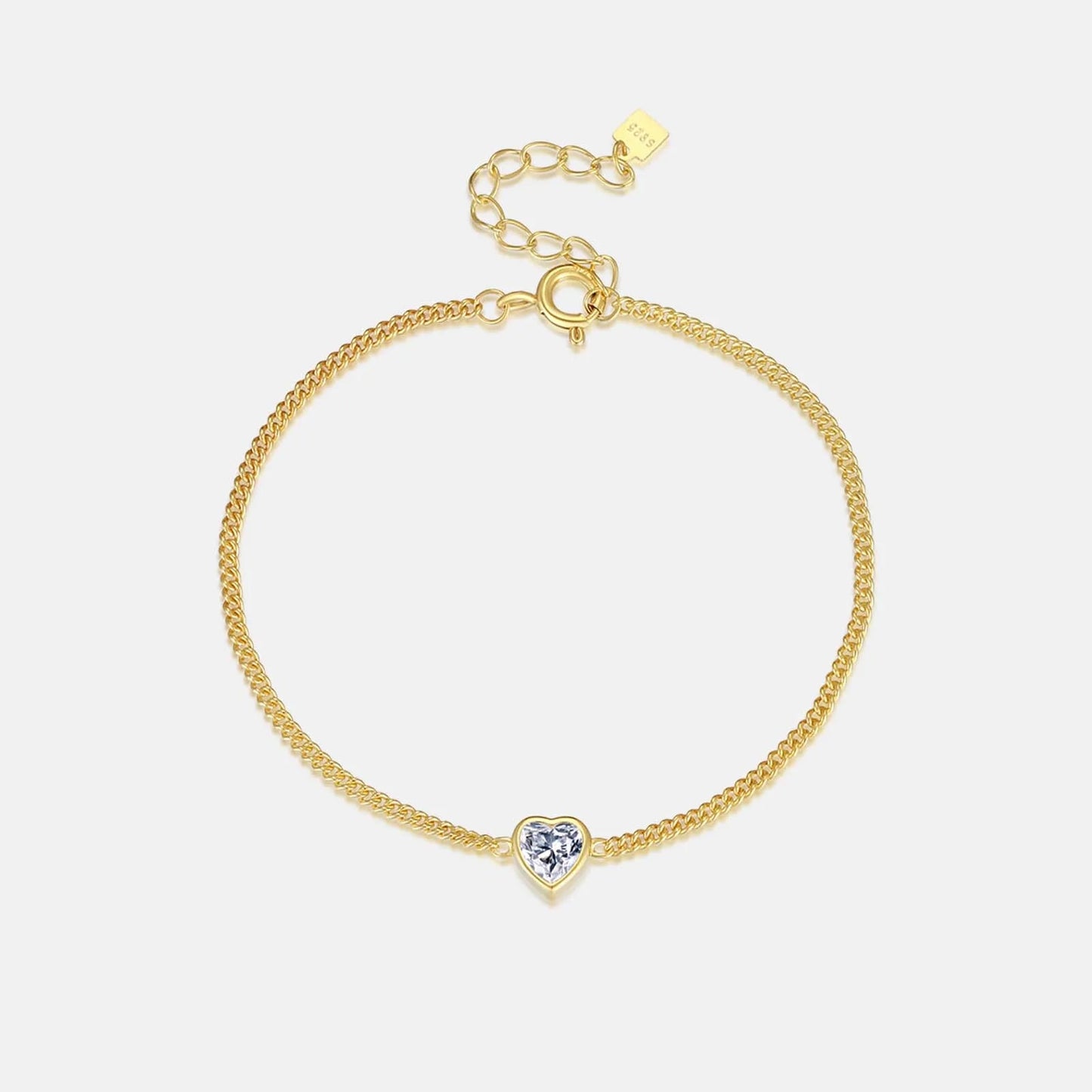 925 Sterling Silver Zircon Heart Bracelet