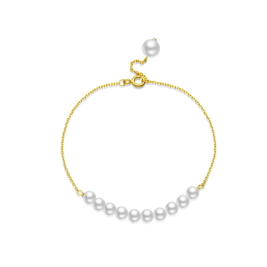 925 Sterling Silver Pearl Chain Bracelet