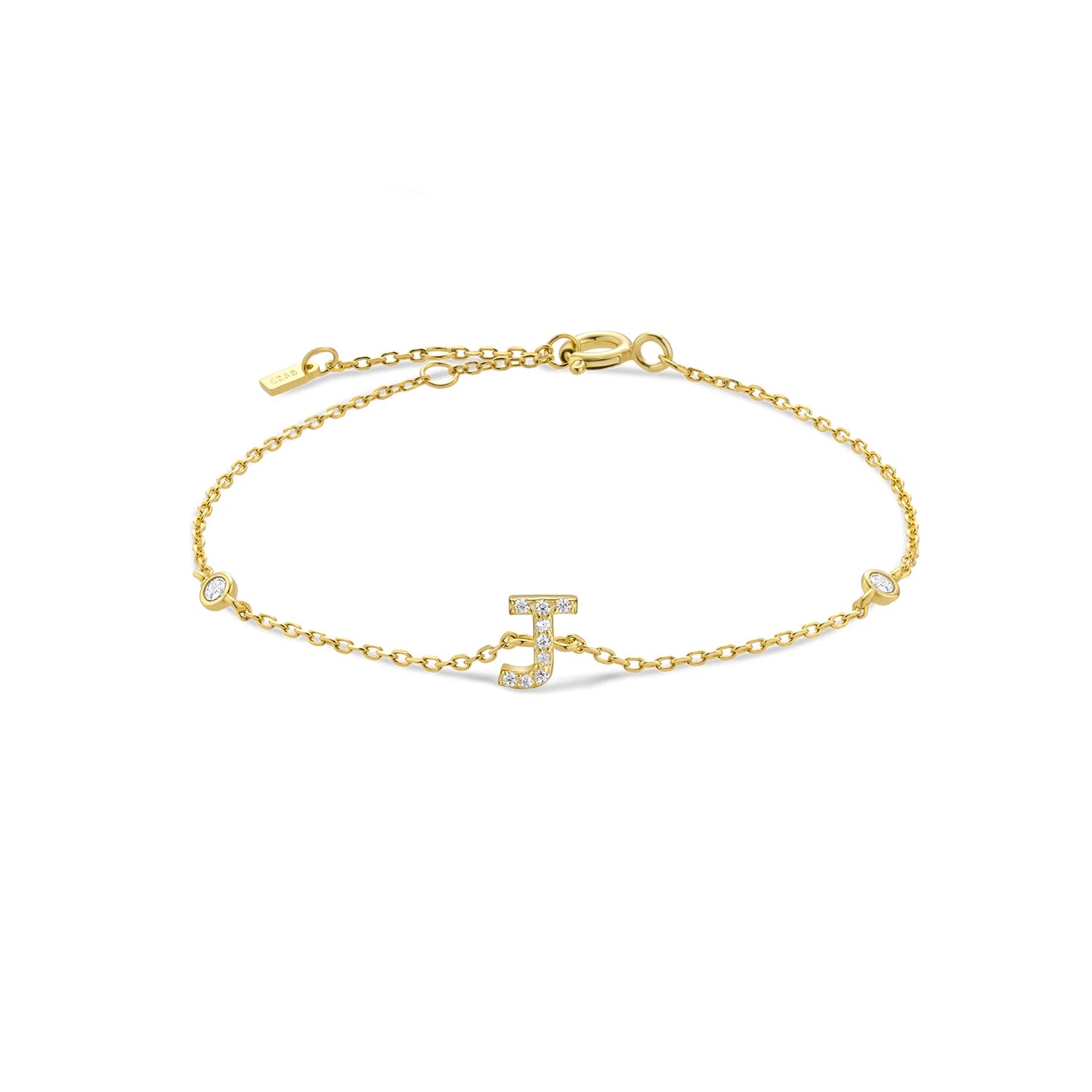 925 Sterling Silver Zircon Letter Bracelet