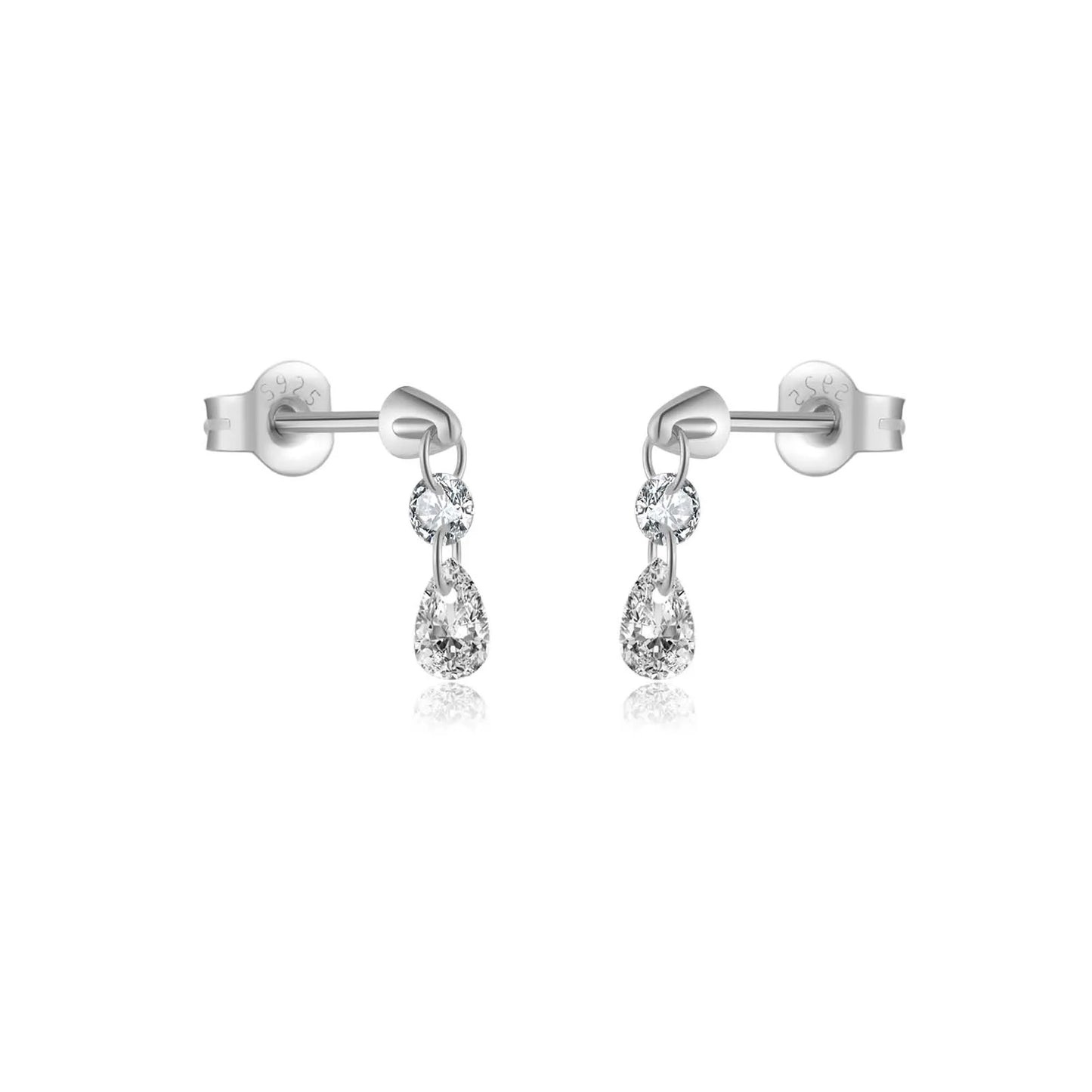 925 Sterling Silver Clear Zircon Stud Earrings
