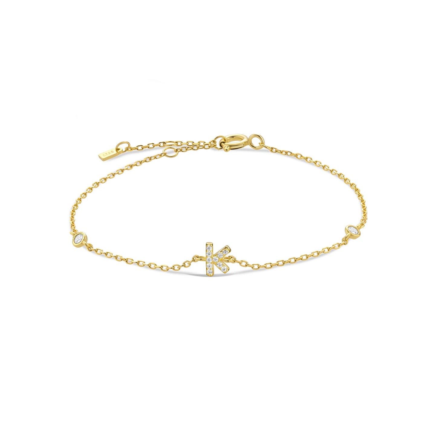 925 Sterling Silver Zircon Letter Bracelet
