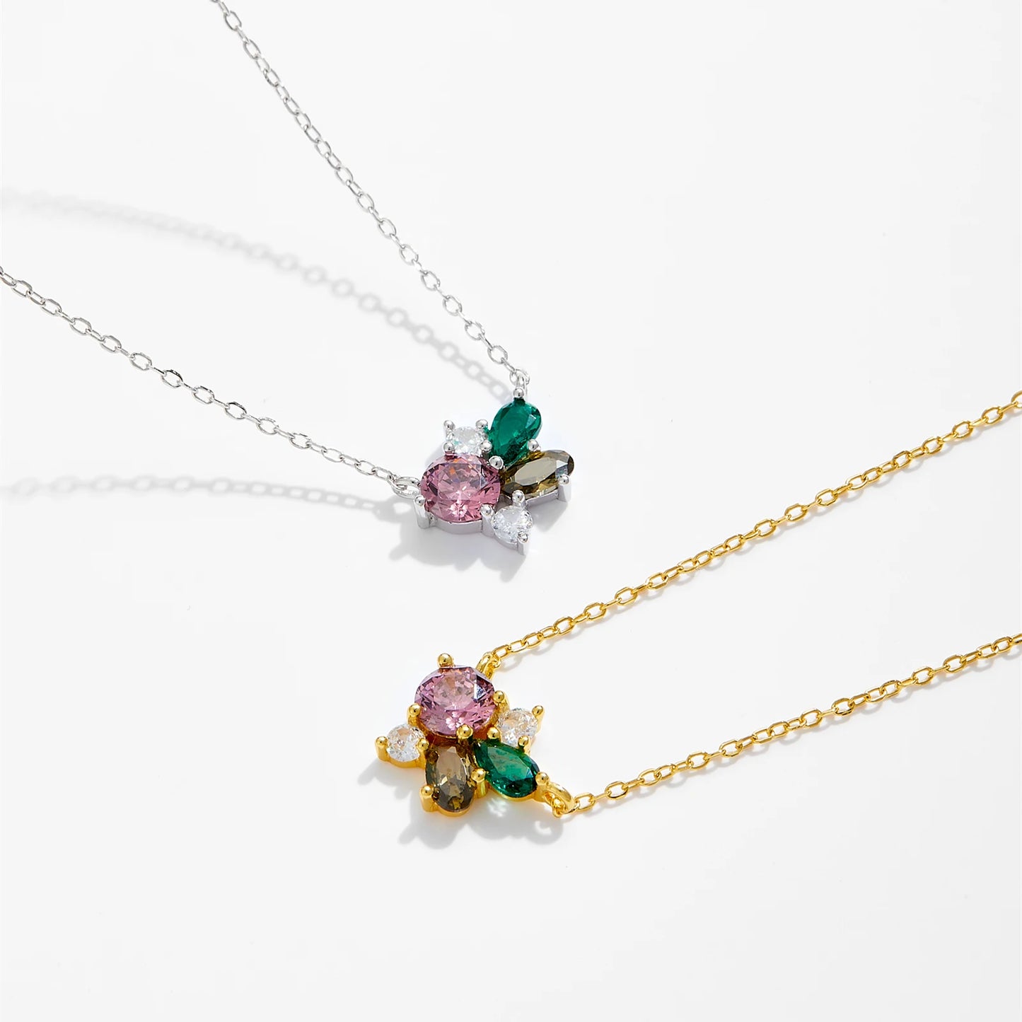 925 Sterling Silver Flower Zircon Necklace