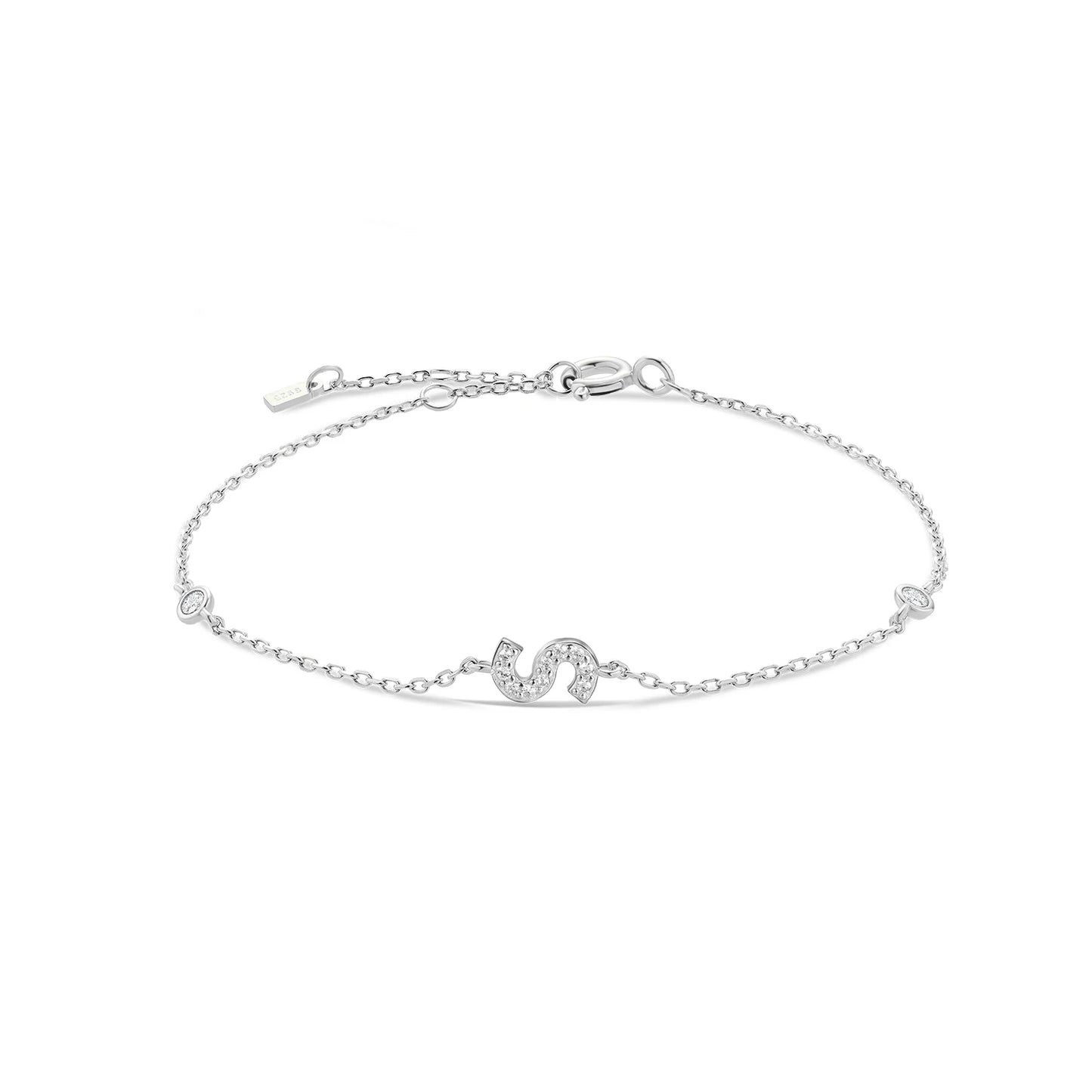 925 Sterling Silver Zircon Letter Bracelet
