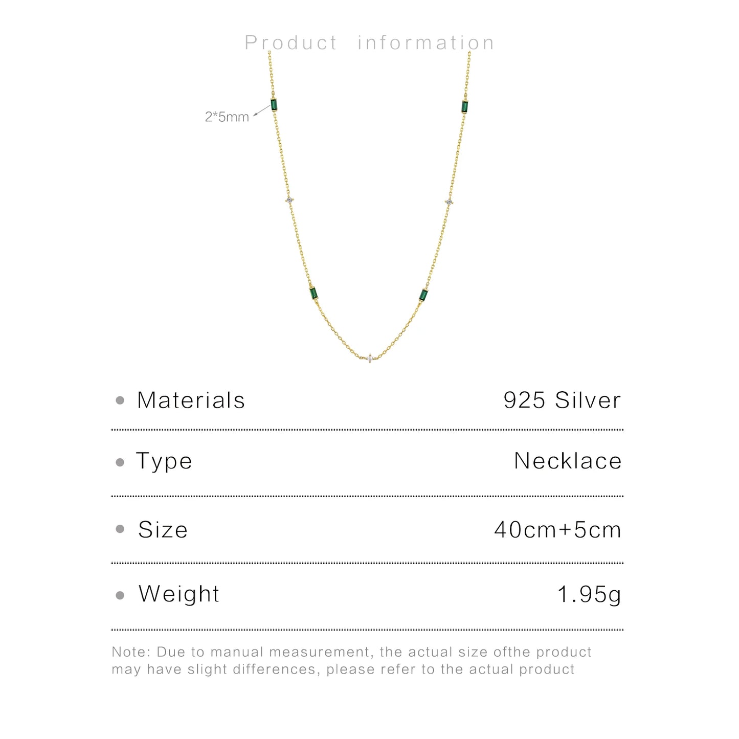 925 Sterling Silver Green Zircon Necklace