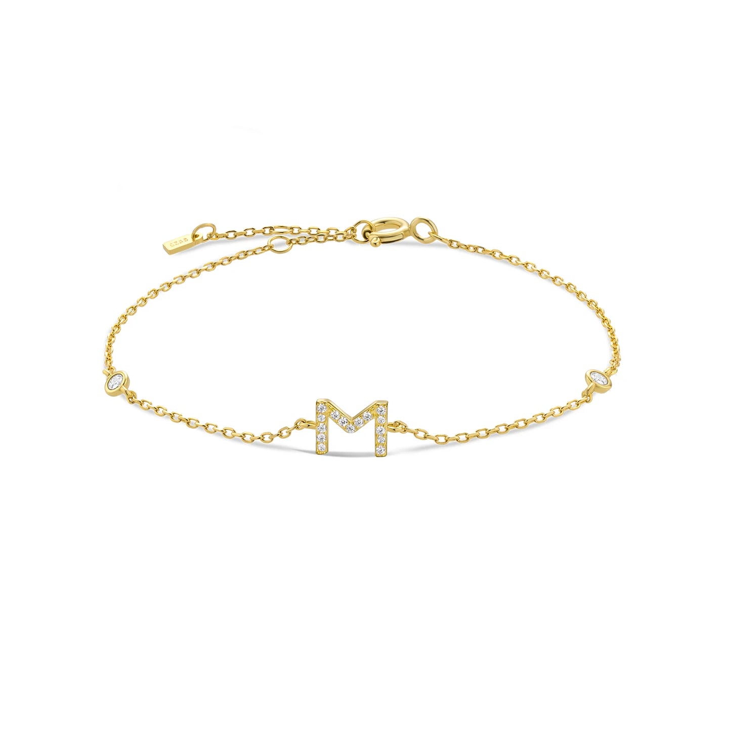 925 Sterling Silver Zircon Letter Bracelet