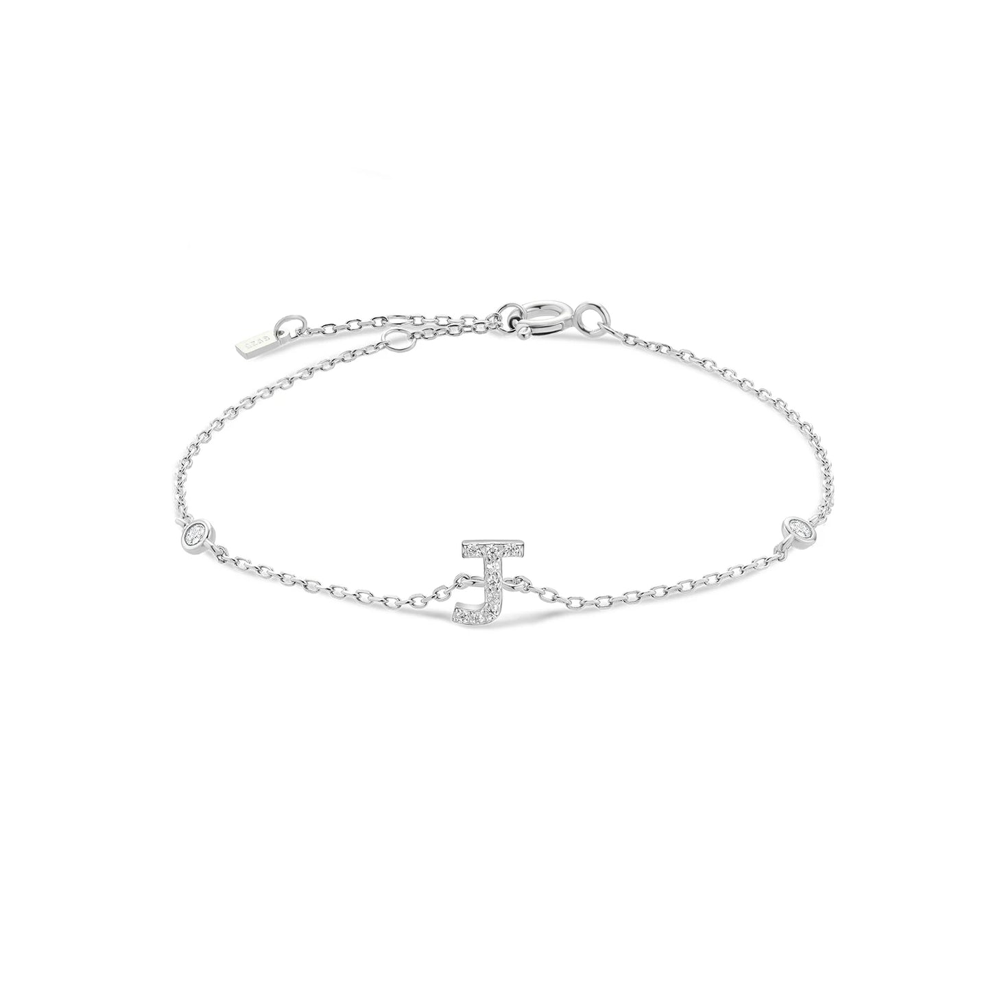 925 Sterling Silver Zircon Letter Bracelet