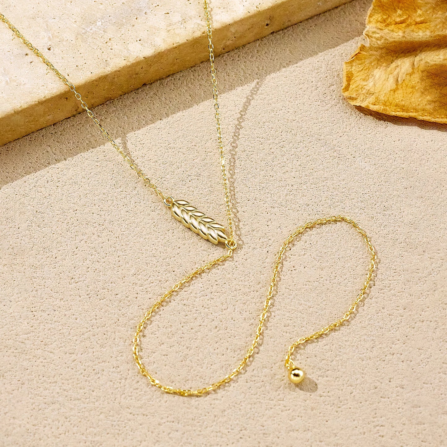 925 Sterling Silver Wheat Leaf Pendant