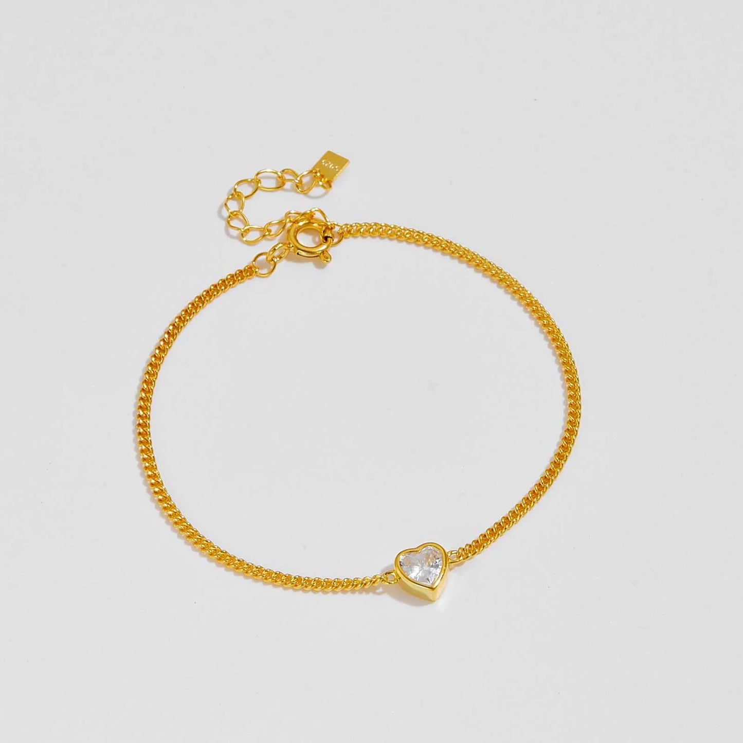 925 Sterling Silver Zircon Heart Bracelet