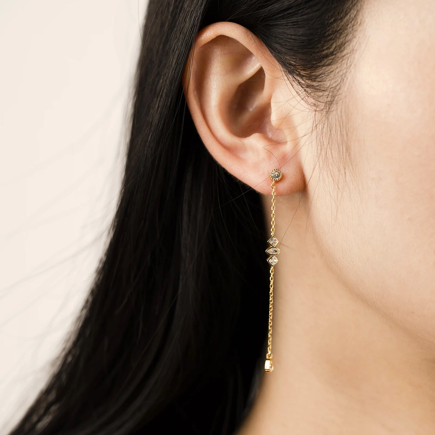 925 Sterling Silver Long Crystal Earrings