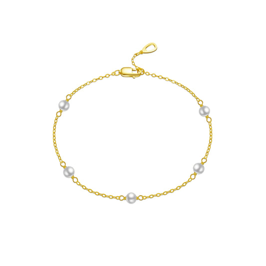 925 Sterling Silver Pearl Chain Bracelet
