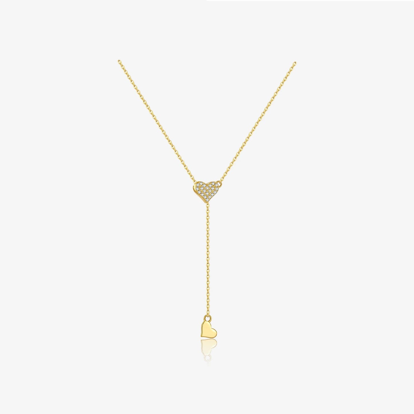 925 Sterling Silver Adjustable Zircon Heart Necklace
