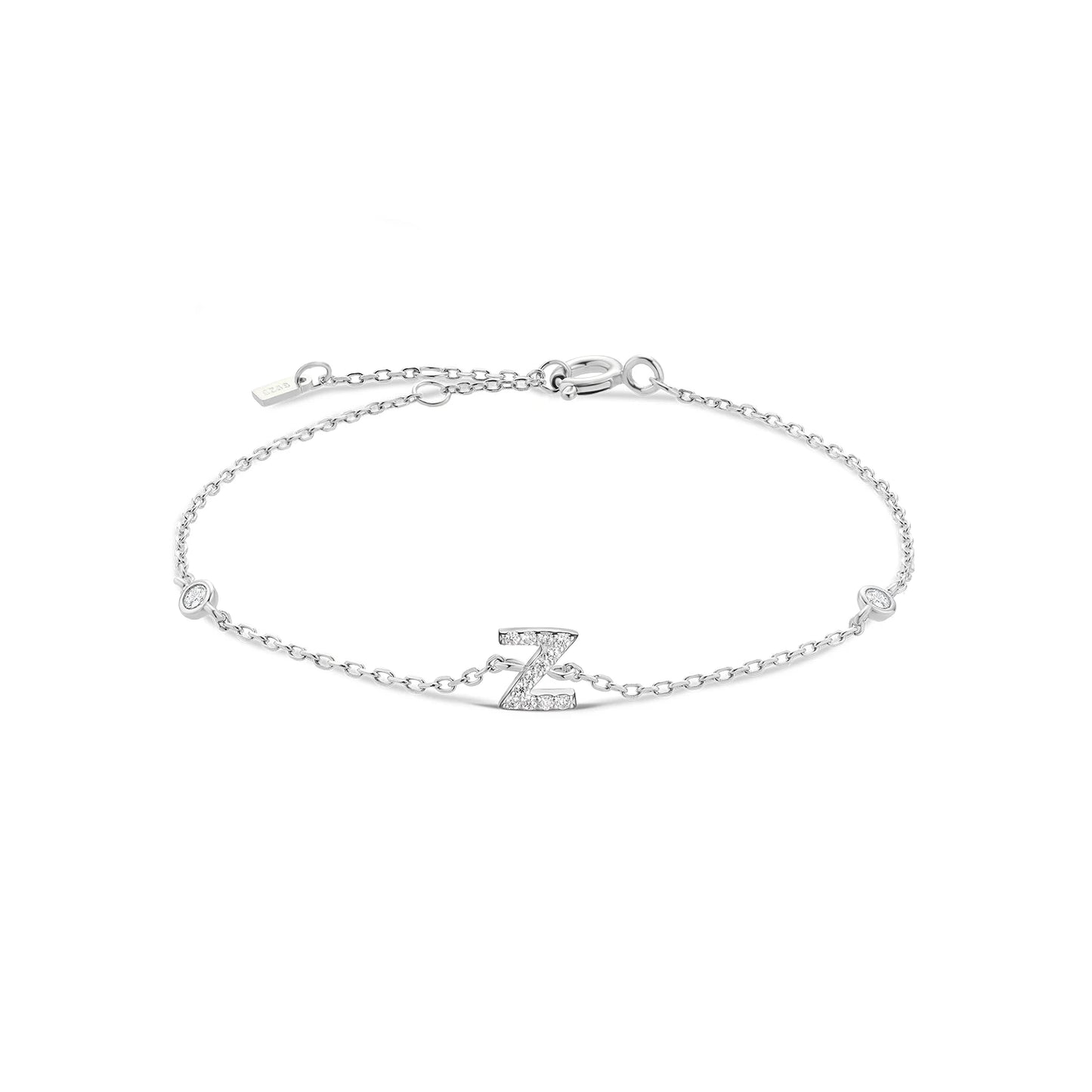 925 Sterling Silver Zircon Letter Bracelet