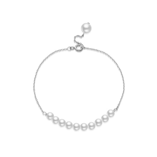 925 Sterling Silver Pearl Chain Bracelet