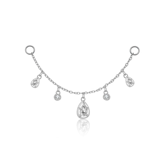925 Sterling Silver Zircon Hoops Drop Earring