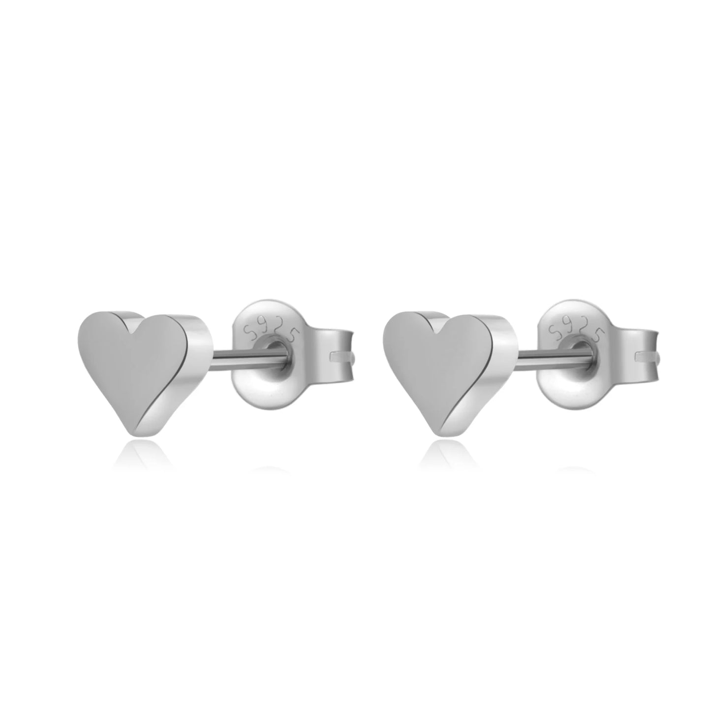 925 Sterling Silver Heart Stud Earrings