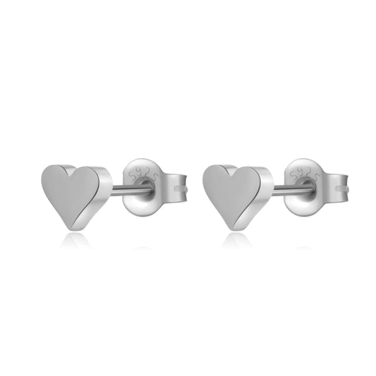 925 Sterling Silver Heart Stud Earrings