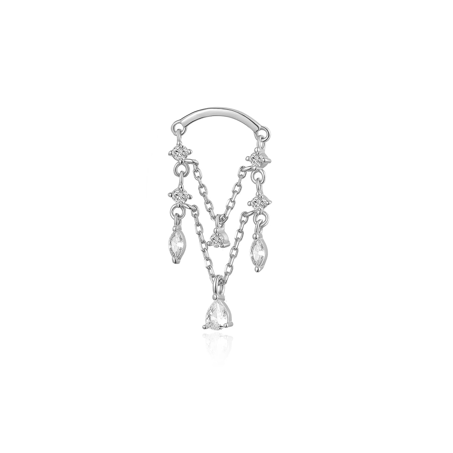 925 Sterling Silver Chain Zircon Stud Earrings