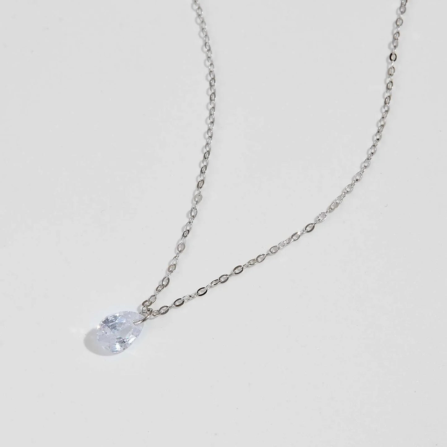925 Sterling Silver Zircon Waterdrop Pendant
